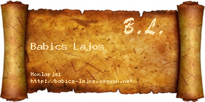 Babics Lajos névjegykártya